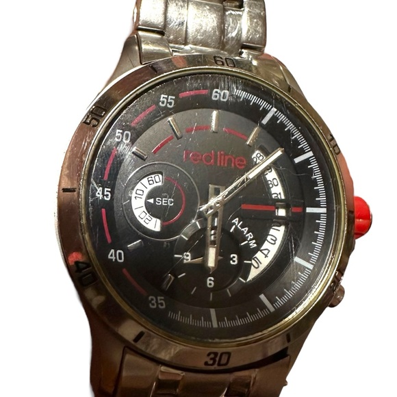 Red Line Men’s Watch Stainless Steel Water Resistant Mineral Crystal Chronograph - Picture 3 of 16